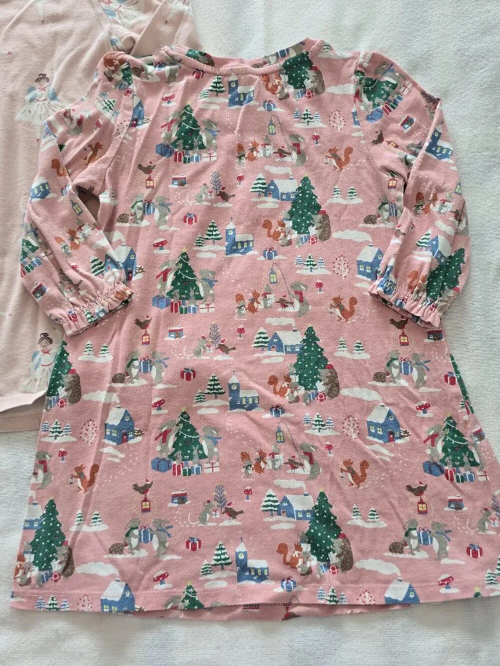 2-3Y Girls Mini Boden Long Sleeve Nightgown Bundle (Winter Village and Ballerina
